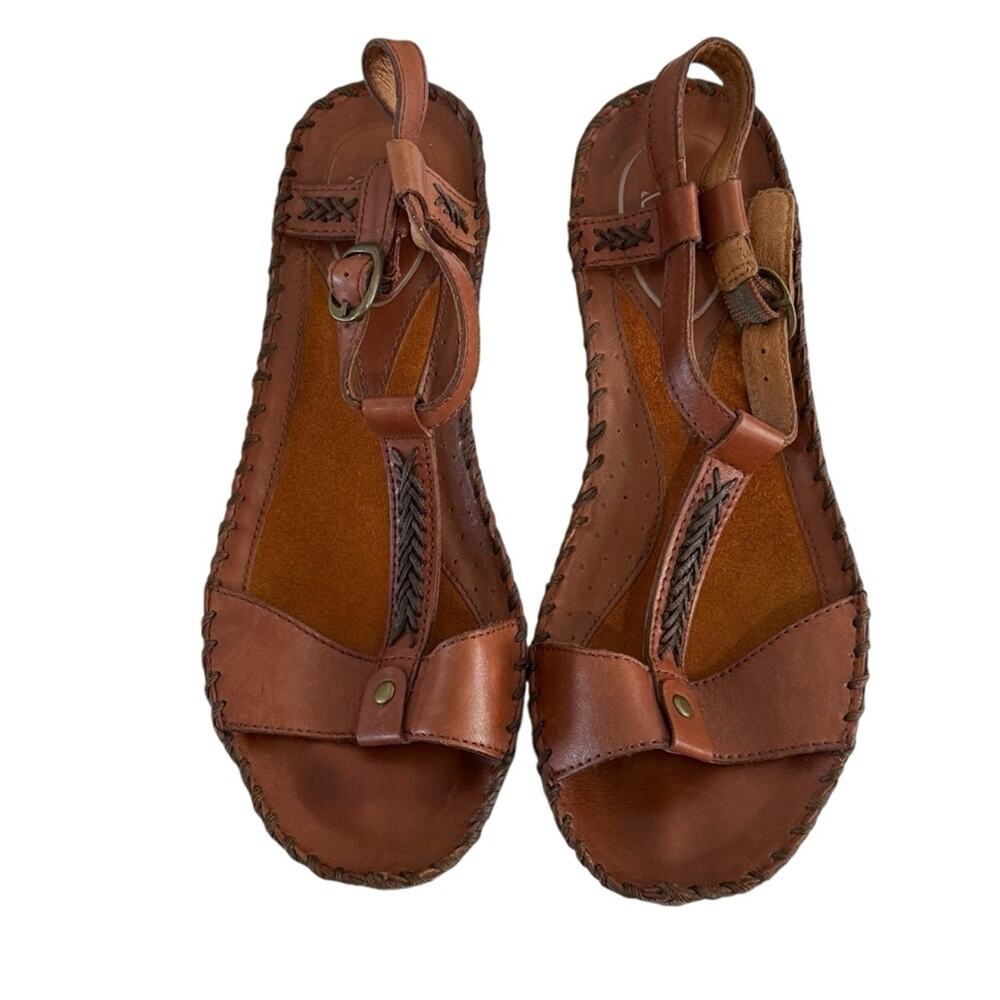 Ariat 6.5 Brown Leather Slingback Wedge Sandals Comfort Casual Western - Picture 5 of 8